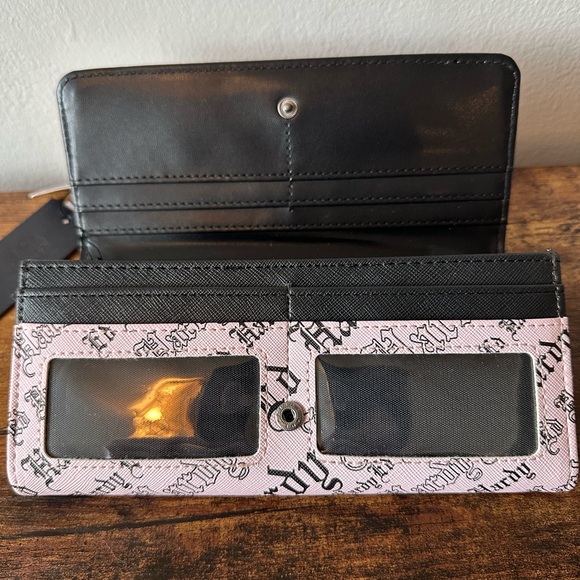 Ed Hardy Light Pink and Black Graphic Monogram Long Wallet NWT - Picture 6 of 8